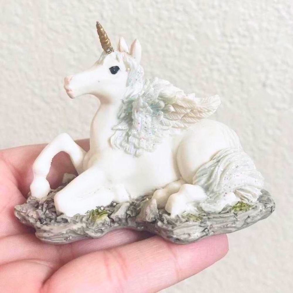 Beautiful mystical whimsical White Small unicorn fairycore figurine